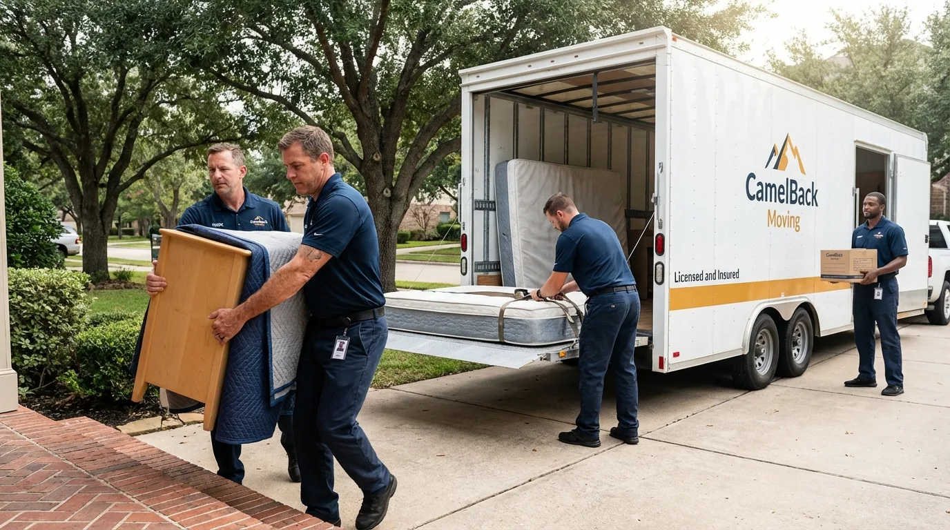 Crew loading residential truck for cross-state move from Harrisville, WV